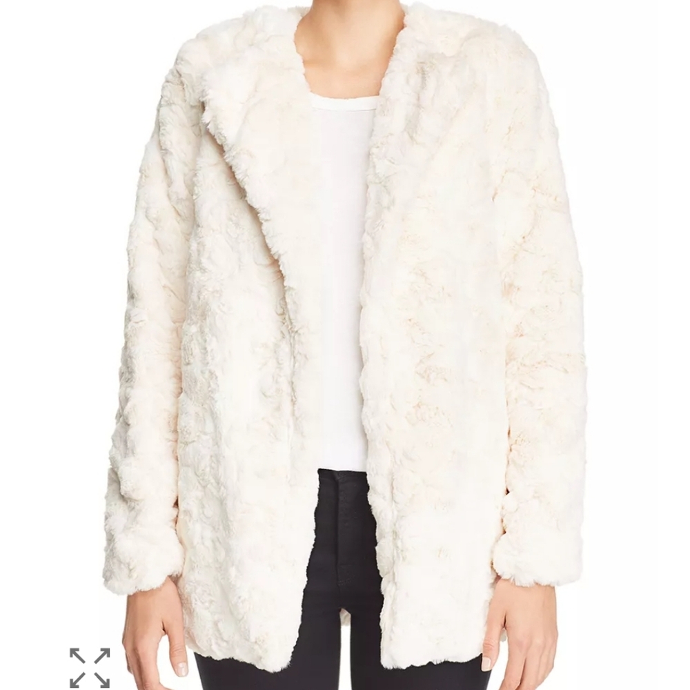 🤍Sage & Sadie Soft Cream Fluffy Faux Fur Fluffy Jacket Coat - Picture 16 of 16